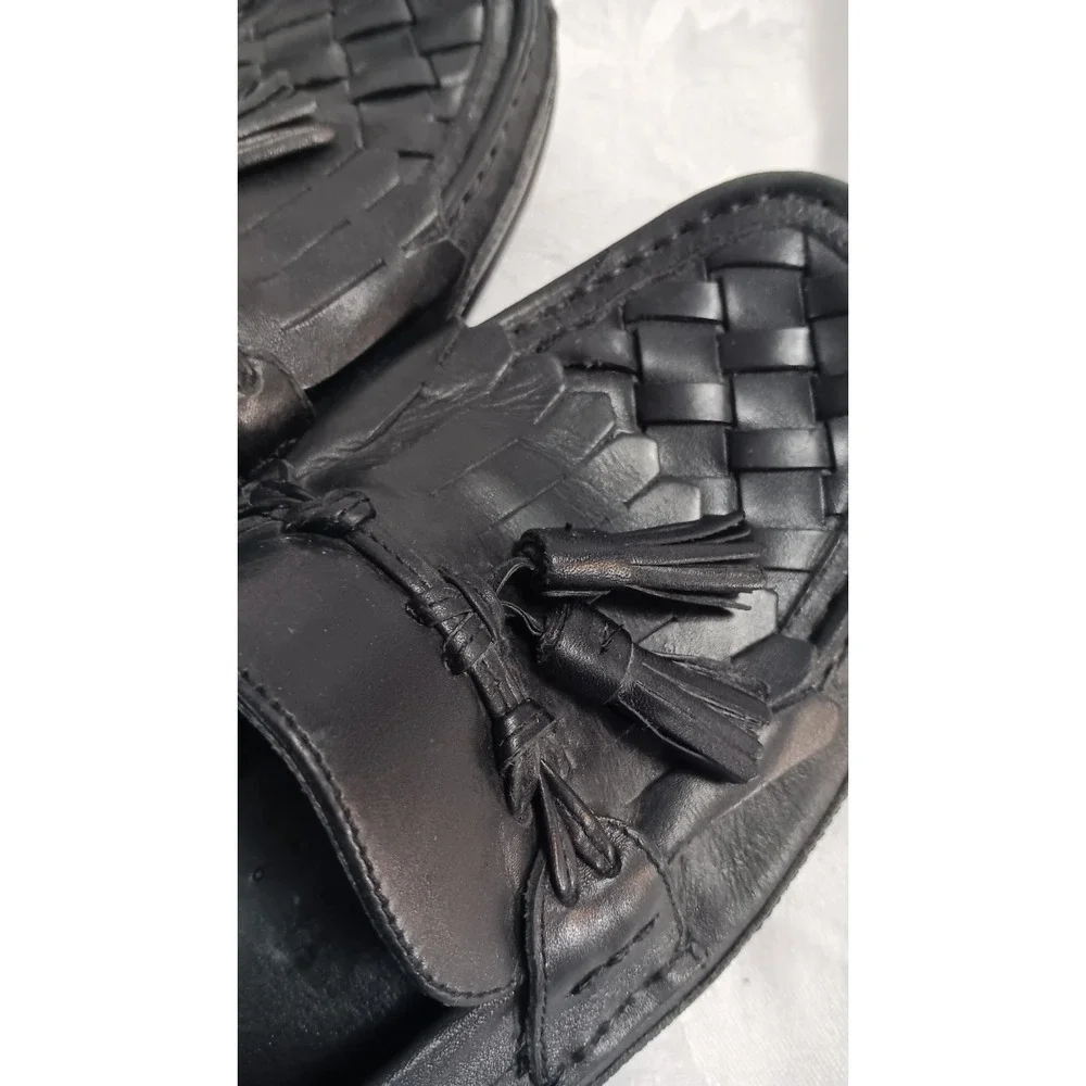 Vtg G H Bass 11 M Mens Leather Weave Tassel Kiltie Slip On Loafers Dress Shoes